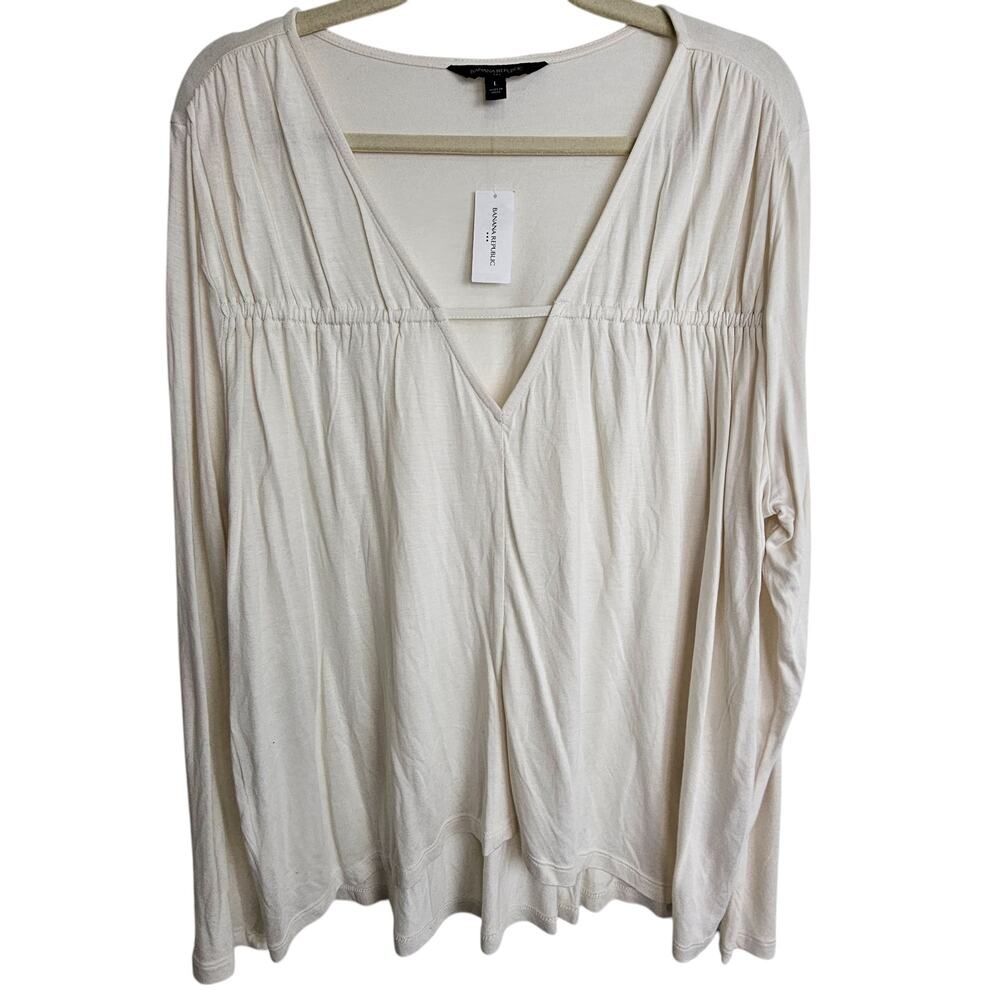 Banana Republic Womens Classic Tunic Size L Ivory Minimalist Career Corp Office